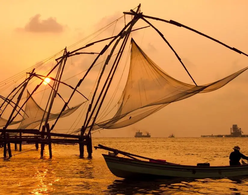 A houseboat cruising the Kerala backwaters